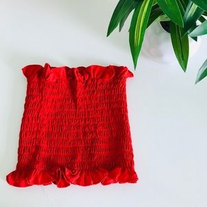 Red scrunch tube top